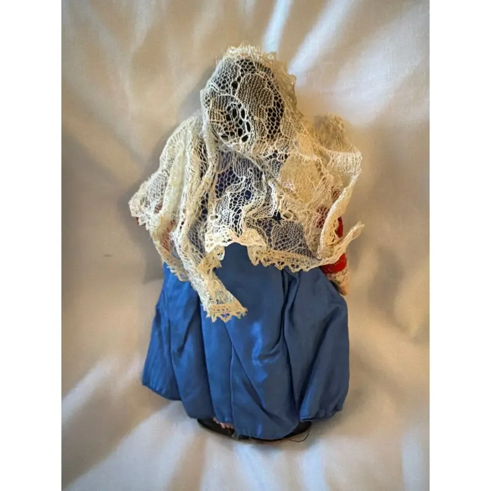 Vintage Spanish Souvenir Doll Felt Face Cloth Body Lace Mantilla Poseable 10